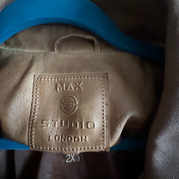 Max Studio Camel Faux Leather Jacket 2x - Picture 2 of 4